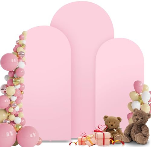 MEKOTRIN Cubierta de de 3 Piezas de Fibra de Poliuretano elástica y Seda de Leche, Color Vibrante sin Arrugas, versátil, para Bodas, Fiestas (Rosa)