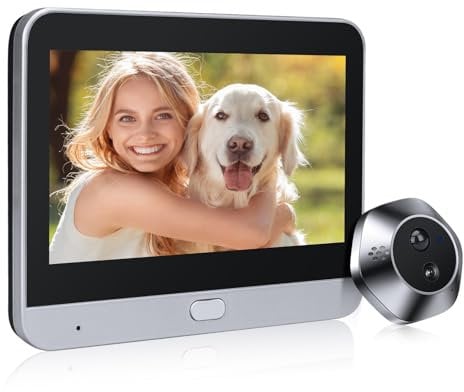 Türspion Kamera WLAN mit 1080P HD-Video, Zwei Wege Audio, Nachtsicht und Bewegungserkennung,Türklingel mit Aufzeichnung, 4,3-Zoll Monitor, 120° Weitwinkel, 5000mAh Akku, APP Live-Ansicht Verfügbar