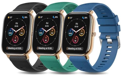Oumida Cinturino Per Amazfit GTS 4 /GTS 4 Mini/GTS 2 /GTS 2 Mini/GTS 3, 20mm 3Pezzi Cinturini Sportivo Silicone per Amazfit Bip u Pro/Bip S Lite