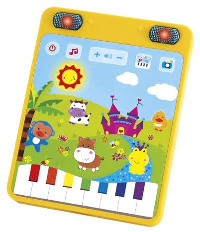 TACHAN - Il mio primo tablet luci e suoni - con diverse melodie e suoni animali - Modalità pianoforte - con controllo del volume (CPA Toy Group 782T00922)