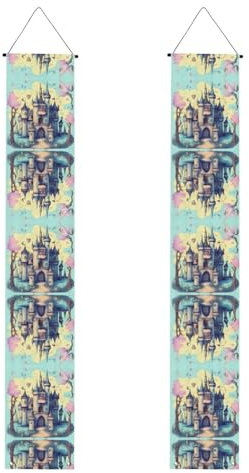 Fairytale Castle Print Graduation Veranda Banner - Langlebige Partydekorationen, perfekt für Glückwünsche, Zeremonie, Haustür