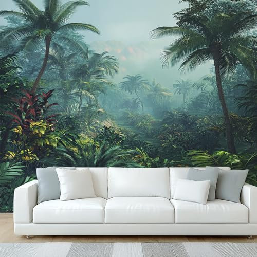 Générique Papier Peint Panoramique Forêt Tropicale, Papier Peint Palmier Jungle Vert, Fresque Murale, Decoration Chambre Salon, 310 x 250 cm