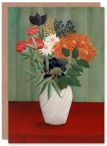 Artery8 Henri Rousseau Art Card Flower Bouquet with China Asters