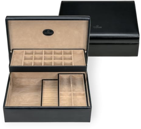 Windrose Charmbox mit 2 herausnehmbaren Einsätze merino/schwarz