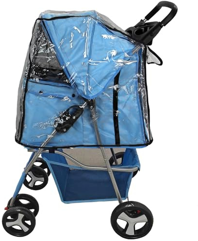 Actiaspet Foldable Pet Stroller Dog Cat Pushchair 15kg Multiple Colours (Blue, Stroller + Cover)