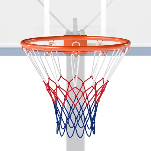 LIFEZEAL Panier de Basket Mural ø45 CM, Anneau de Basket Solide avec Support Mural &Amp Filet, Cerceau de Basket en Métal pour l'Intérieur et l'Extérieur
