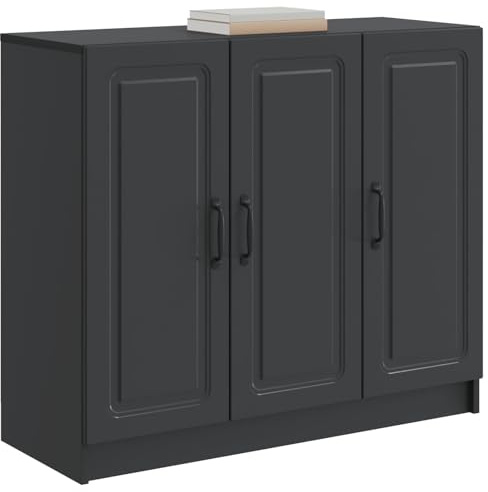 vidaXL Sideboard Schwarz 89 x 34,5 x 77 cm Holzwerkstoff, Moderner Wohnzimmerstauraum, eleganter rechteckiger Sideboard, funktionales Möbelstück, schickes Design