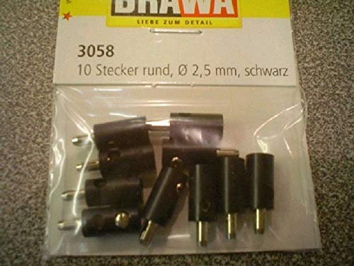BRAWA 3058 - 10 Stecker rund, schwarz