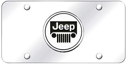 Jeep Chrome Logo auf Edelstahl Nummernschild