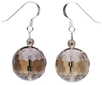 Ohrringe Ohrhänger aus Rauchquarz Kugel zart-braun facettiert 925 Silber Ohrschmuck