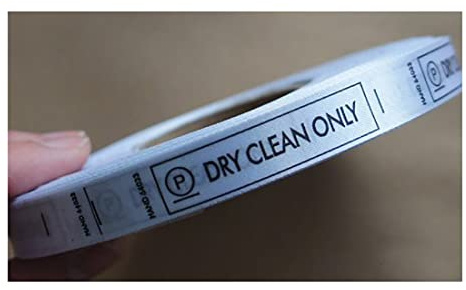 Fabric Printed Wash Care Labels – Dry Clean ONLY, 12mmWx62mmL, Roll of 2000 Labels