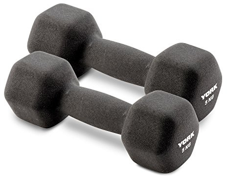 York 5Kg Neoprene Hex Dumbbells (x2)