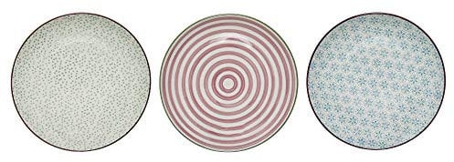 Bloomingville Teller Patrizia, blau grün rosa, Keramik, 3er Set, 20 cm