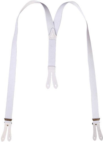 Harrys-Collection Hosenträger Knopfloch echte Lederpatten 11 Farben, Weiß, 120