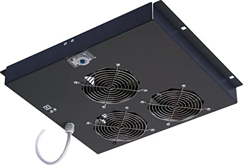 Intellinet 901147 Gruppo 3 Ventole Soffitto con Termostato per Armadi Rack Nero
