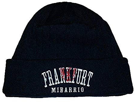 Mi Barrio Frankfurt Mütze, Frankfurt Fanartikel, Adler Wollmütze, Schwarz mit Fleece