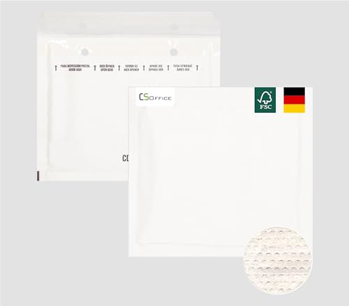 MADE IN GERMANY 10 Luftpolstertaschen CD/DVD haftklebend mit Abdeckstreifen CS Webkontor - Typ CD/DVD Luftpolsterumschlag in weiß für Briefe, Geschäftspost, tägliche Korrespondenz, Mailings usw.