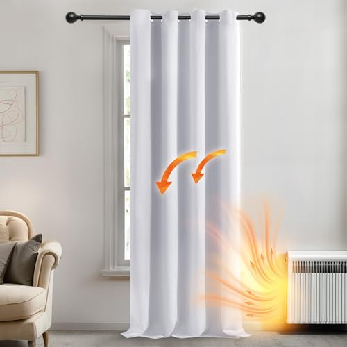 Deconovo Verdunkelungsgardinen mit Ösen Blickdichte Vorhänge Wohnzimmer Dicke Thermogardine Kälteschutz Warm Hitzeschutz, 214x132 cm(HöhexBreite), Silber Grau, 1 Stück