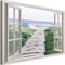 Feeby Quadro su Tela Finestra con Vista 90x60 cm 1 Pezzo Stampa Murale Fotografia Decorazione da Parete Immagini Moderni per Soggiorno Camera da Letto Ufficio Cucina Mare Natura Verde