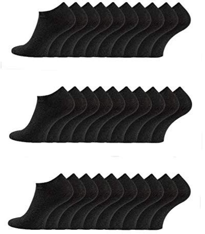 FussFreunde Kurze Sneakersocken mit Anti-Loch-Garantie, Cotton Classic, handgekettelt. 10-50 Paar wählbar (Schwarz - 30 Paar, 37/42)