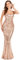 Ever-Pretty Abito Damigella Donna Donna Sirena Paillettes Scollo a V Petto Basso Senza Maniche Stile Impero Lungo Oro Rosa 48