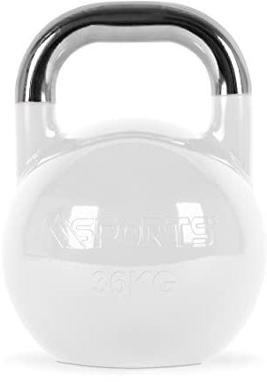 Kettlebell Competition Premium 4-36 kg inkl. Übungsposter | Professional Studio Qualität | Wettkampf Kugelhantel (36 kg - Silber-Grau)