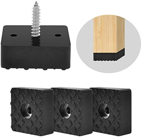 20 Piezas Muebles Negros pies Cuadrados de Goma Tapas de los pies para sillas de jardín Adecuado para Todo Tipo de Muebles, Antideslizante, Mantener Fuera de los Pisos mojados, Proteger los Muebles