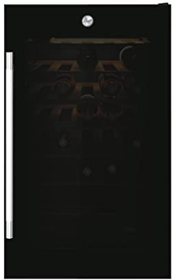 Hoover HWC 154 DELW Vinoteca de doble temperatura, 36 botellas, conectividad Wi-Fi, luces LED y tratamiento anti UV, estantes de madera, 39 dBa, instalación libre, 49 x 55 x 84,5 cm, negro