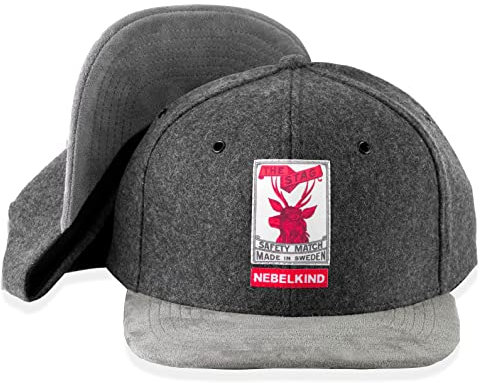 Nebelkind The Stag Snapback-Cap grau Filz Matchbox-Design OneSize Unisex