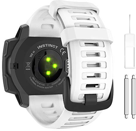 MoKo Armband Kompatibel mit Garmin Instinct/Instinct Solar/Tactical/Instinct 2 GPS-Smartwatch, Weiches Silikon Uhrenarmband Sport Ersatzarmband Wechselarmband, Tundra Weiß