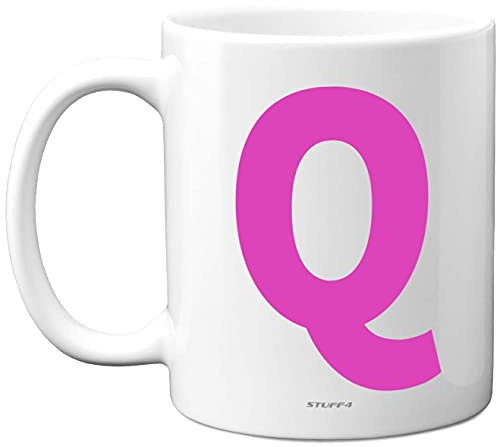 Stuff4 Personalised Alphabet Pink Initial Mug - Letter Q Mug, Gifts for Her, Mothers Day, Birthday Gift for Mum, 11oz Ceramic Dishwasher Safe Anniversary, Valentines, Christmas, Retirement