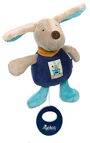 SIGIKID 42791 Spieluhr Hund Blue Mädchen und Jungen Babyspielzeug empfohlen ab Geburt grau/blau