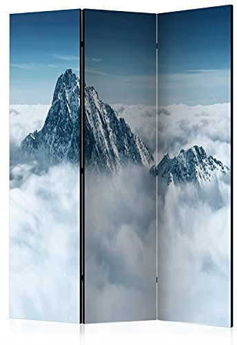 murando Raumteiler Foto Paravent Landschaft 135x172 cm beidseitig auf Vlies-Leinwand Bedruckt Trennwand Spanische Wand Sichtschutz Raumtrenner Design Gebirge Himmel Wolken blau c-C-0274-z-b