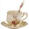 Jiotouhu tasses et soucoupes avec cuillères en porcelaine anglaise Motif lotus vintage rétro