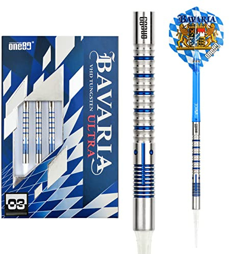 ONE80 Soft Dart Bavaria Ultra 90% Tungsten Softtip Dart Softdart Dartpfeil Set mit Bayern Flight