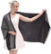 KAVINGKALY Funken Metallic Pashmina Schals und Stola für Damen Lange Party Tücher Einheitliche Farbe Doppelseitiger Schal(Schwarz-Silver)
