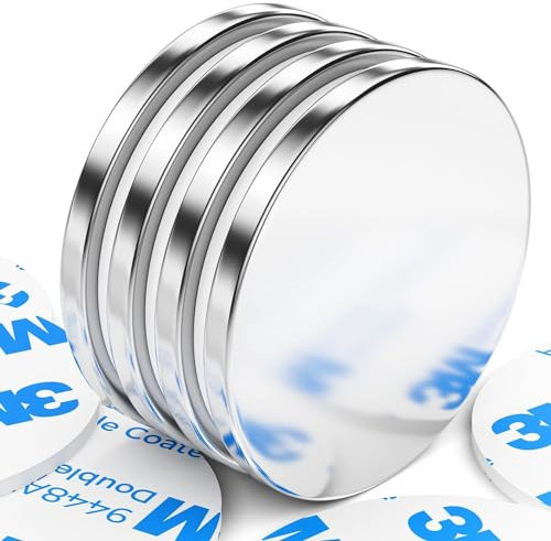 4 Pack Strong Magnet, 30 x 3 mm 8 KG Pull Super Strong Neodymium Disc Magnets, Magnet Strong with Double-Sided Adhesive, Powerful Permanent Rare Earth Magnets for Fridge, Building, Craft, Office,DIY