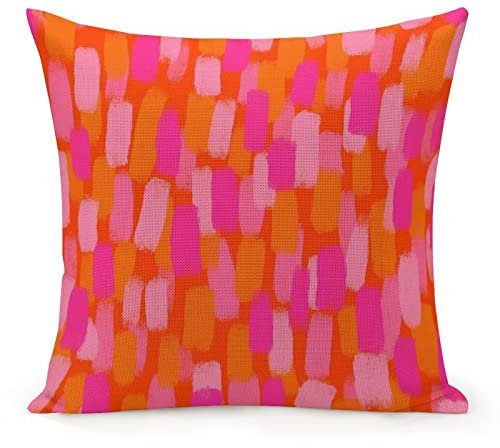 Housses de coussin abstraites rétro des années 70, rose et orange, 45,7 x 45,7 cm, confortable, esthétique, décoration d'intérieur, salon, dortoir universitaire tendance et funky pour lit, canapé