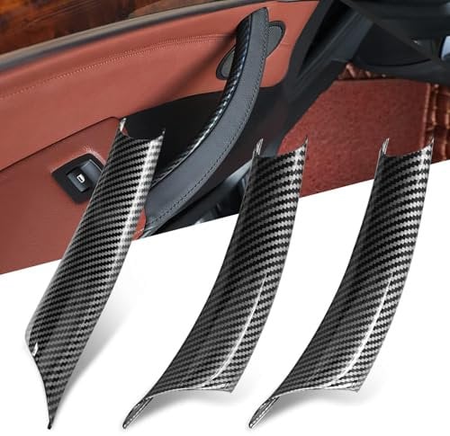 TTCR-II 3PCS Türgriff Innen Kompatibel Mit Türgriffe BMW X5 E70 2008-2013,X6 E71/E72 2008-2014,Türgriffabdeckungen für Vorne Rechts Beifahrertür,Linke Hintertür und Rechte Hintertür(Kohlefaser Muster)