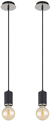 etc-shop Hängelampe Pendellampe Esstisch hängend einflammig schwarz Pendelleuchte Holz Esstisch Höhenverstellbar, Metall, 1x E27 Fassung, DxH 12x160 cm, 2er Set