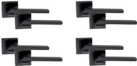 Golden Grace Matt Black Door Handle On Square Rose Sigma Design Lever Latch Handle As Pairs of Handles/Bathroom Set/Key Lock Set (4 Pairs)