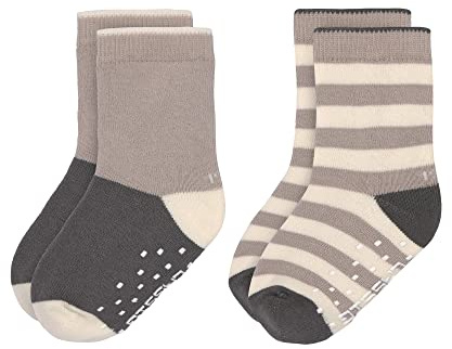 LÄSSIG Unisex Kinder- Und Babysocken Anti-Rutsch Socken, Anthrazit-Taupe, 19-22 EU