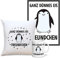 Ganz dünnes Eis Freundchen, Pinguin Geschenkset Tasse, Bild und Kissen mit Füllung mit Spruch lustig für immer pöbelnde Kollegen Freunde Chefs lustige Statements zum Geburtstag Vatertag