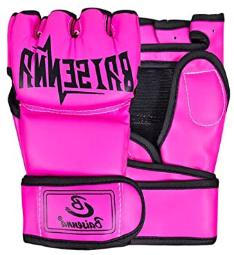 Dickly Guantes de MMA Medio Hombres Mujeres Grappling Sparring Fitness Palma Abierta Equipo de protección Saco de Arena Transpirable Guantes de Boxeo, Rosado