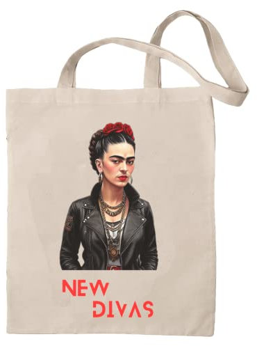 Neue Stofftasche Frida Tote Bag aus umweltfreundlicher 100% natürlicher Baumwolle, wiederverwendbar und robust, Damenhandtaschen, ideal für Einkaufen, Strand, Alltag, einzigartige Designs, Frida