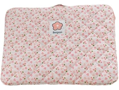 Kawaii Flower Print Laptop Bag 14 Inch 16 Inch 17 Inch Korean Preppy Portable Floral Tablet Sleeve Case for Women (14 inch,Pink)