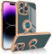 Newseego Electroplated Magnetic iPhone 14 Pro Max Case, 360 Degree Rotation Finger Ring Holder Phone Case Magnet Car Stand Soft Silicone Shockproof Protective Bumper Cover for iPhone 14 Pro Max-Grey