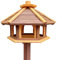 Vogelhaus mit Stander aus Holz, wetterfest, vogelfutterhaus, Futterhaus, Futterstation für Wildvögel, Vogelfutterhaus zum Stellen für den Garten, Balkon (Braun+ Gelb)