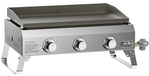 Onlyfire – Plaque de cuisson à gaz à dessus plat à 3 brûleurs, barbecue de table, barbecue au propane, grille portable pour cuisine en plein air, plaque de cuisson pour barbecue, camping, hayon