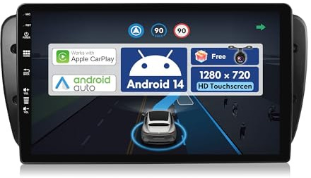 BXLIYER 9 Zoll Autoradio für Seat Ibiza 6J (2009-2014) GPS Navigation - Wireless CarPlay Android Auto - Rückfahrkamera - Android 14 2 Din - DSP DAB Lenkradsteuerung 4G Bluetooth 5.0 Daul-Band WiFi